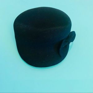 Black Breton style hat cap with side ribbon